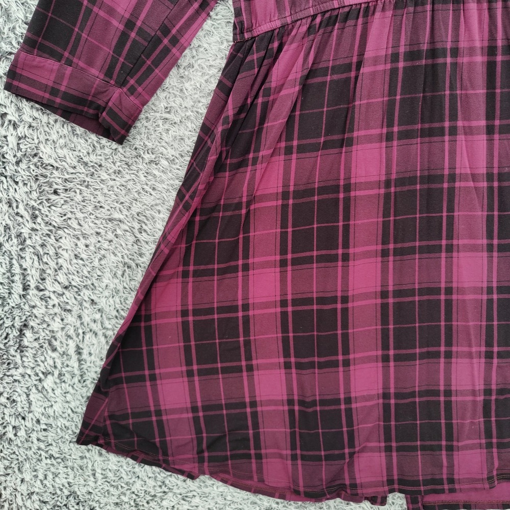 Torrid Women Grunge Dark Academia Plaid Shirt Dress 1X Purple Black Button Front - Picture 16 of 16